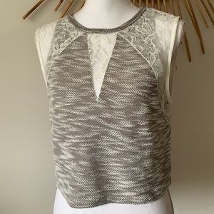 $3 Mustard Seed Knit & Lace Sleeveless Crop Top